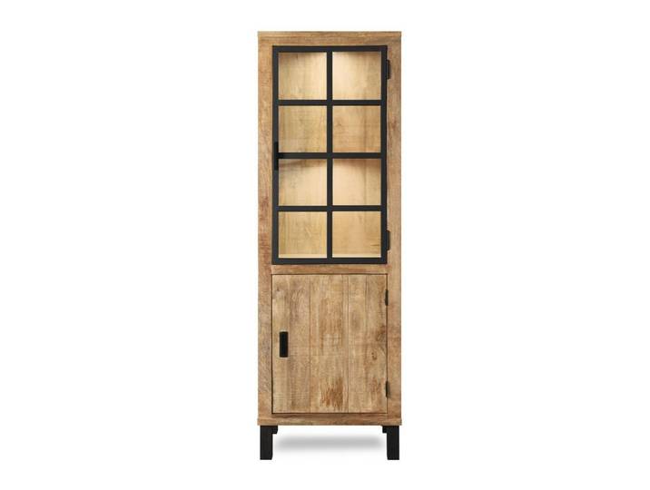 WOLF MÖBEL Vitrine KALI Vitrine mit 1 Holz- / 1 Glastür / Licht (60 x 40 x 180)