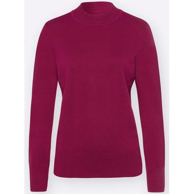 Strickpullover CLASSIC BASICS "Pullover", Damen, Gr. 46, rot (weinrot), 100% Baumwolle, unifarben, Pullover Strickpullover