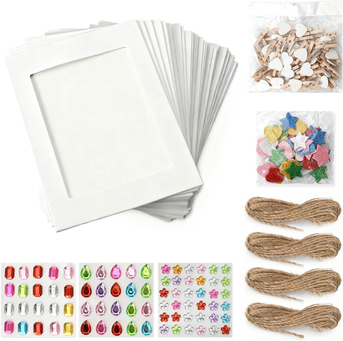 Set van 40 witte papieren fotolijsten voor muurdecoratie en fotodisplay