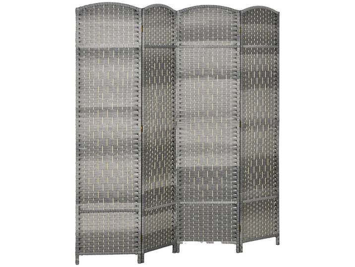 ComfortXL Paravent De-14276 4-teilig, klappbar Grau gemischt, Kunststoff, 180x180x1.7 cm, Wohnzimmer, Raumteiler, Paravents