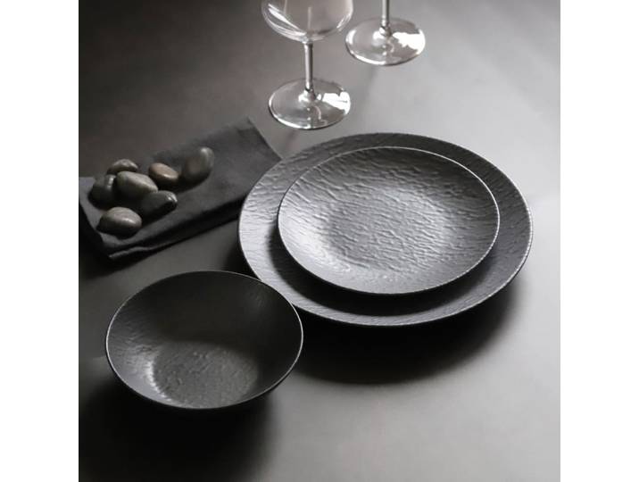 Assiette dessert en grès noir