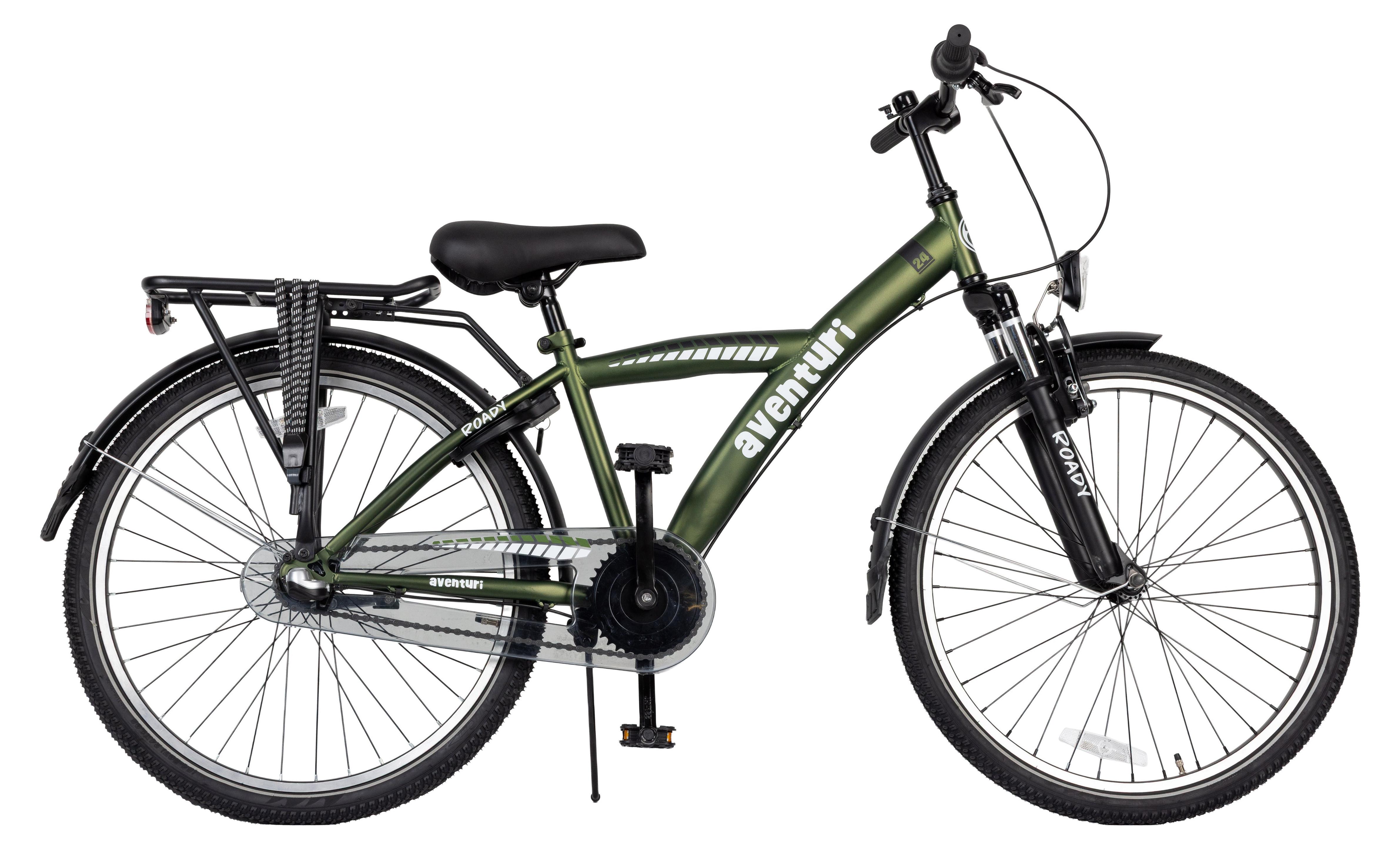 Aventuri Roady 3.0 Jungenfahrrad 24 Zoll, Kinderfahrrad für 8 bis 12 Jahre, 3 Gänge, Dunkelgrün