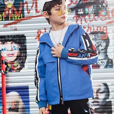 Kinder Jungen Trenchcoat Druck Grundlegend Blau Grün