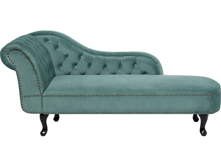 BELIANI Chaiselongue Linksseitig Hellgrün Samtstoff Holzfüße Glamourös