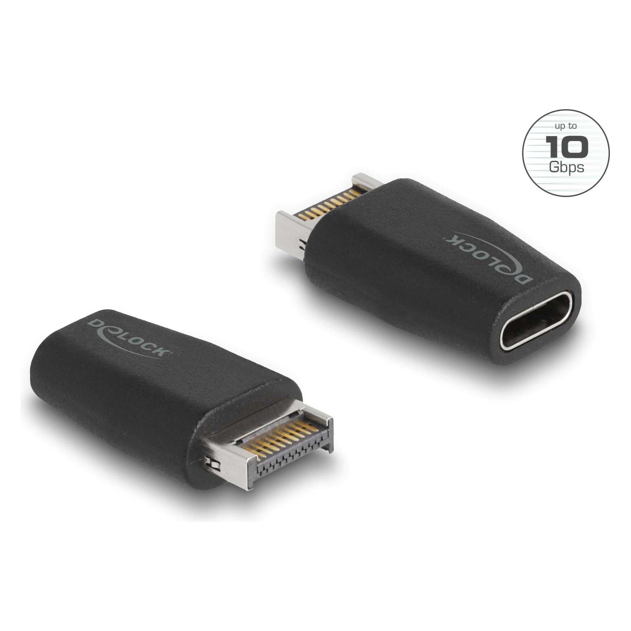 Delock Adapter USB 3.2 Key A Stecker zu USB Type-C Buchse schwarz (USB-A, USB-C) (66059)
