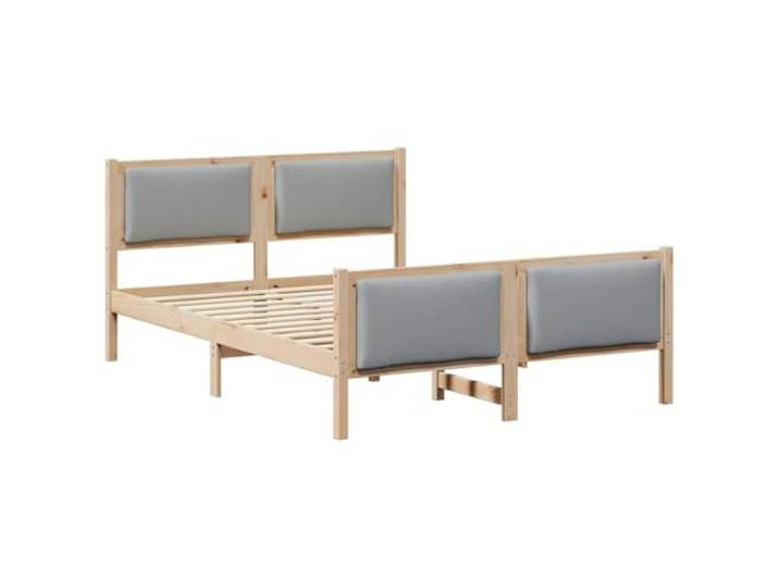 PUGYNBK Bettgestell Hellgrau 150 x 200 cm Stoff Kiefernholz, Lattenrost, gepolstertes Kopfteil, Aufbewahrung unter