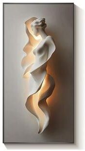 ilyeco Minimally Abstract Entrance Decoration Painting With High End Relief & LED Wall Lamp, Hanging Room Decor c l