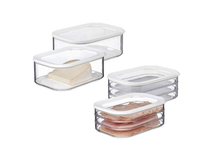 Mepal Aufschnittdosen Modula weiß 4er Set, Weiß, Kunststoff, 2x2x2 cm, Küchenzubehör, Vorratsbehälter, Vorratsdosen