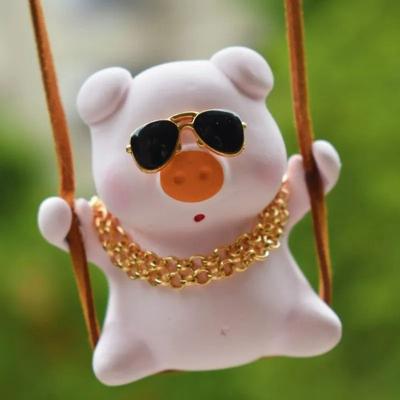 Uplift Essentials Adorable Pink Swing Pig Rearview Mirror Pendant style 1