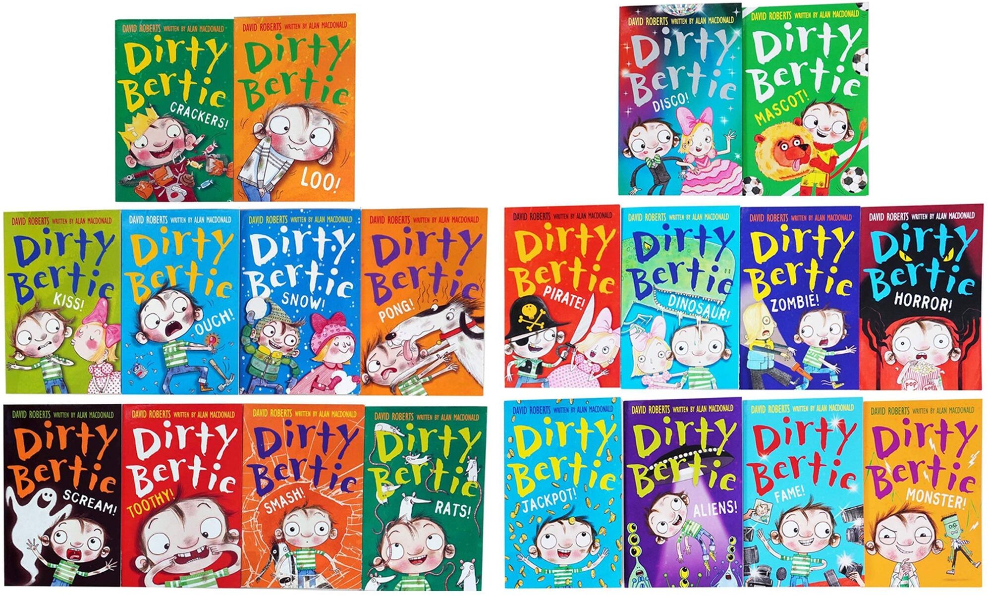 Dirty Bertie Series 2 & 3 Collection 20 Books Set (Book 11-30) by Alan MacDonald - Age 5 years and up - Paperback Stripes (Little Tiger Press Group)