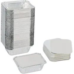 Relaxdays Aluschalen mit Deckel 100er Set Silber