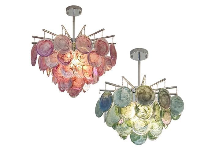 Lustre Rond Moderne en Verre Coloré 2026 pour la Décoration de la Maison, Luminaire Élégant 3000K pour Chambre et Salle à Manger