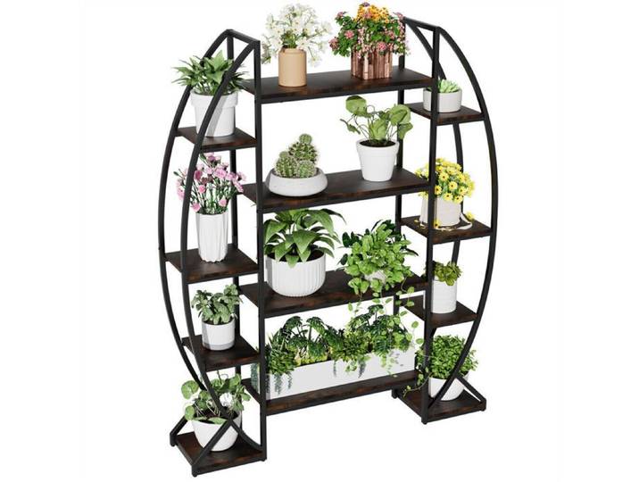 Étagère à Fleurs à 8 Niveaux - Porte-Plantes Décoration - Support pour Pot de Fleur pour Salon Balcon Terrasse - 125x30x177cm