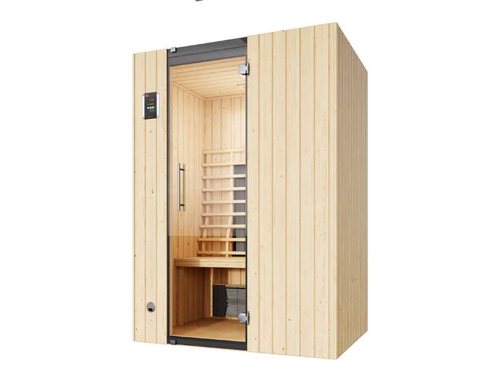 Infrarotkabine WEKA Infrarotkabine TANILLA 2 , beige (natur), ohne Ofen, externe Steuerung, (ohne Ofen), Saunen, Infrarotkabine, moderne Ganzglastür, weka Linienstrahler