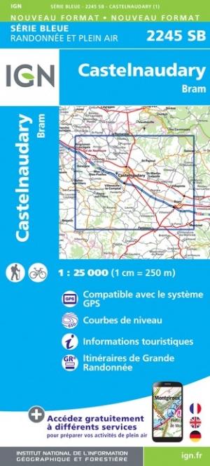 Carte de randonnée IGN Série Bleue n° 2245 - Castelnaudary, Bram