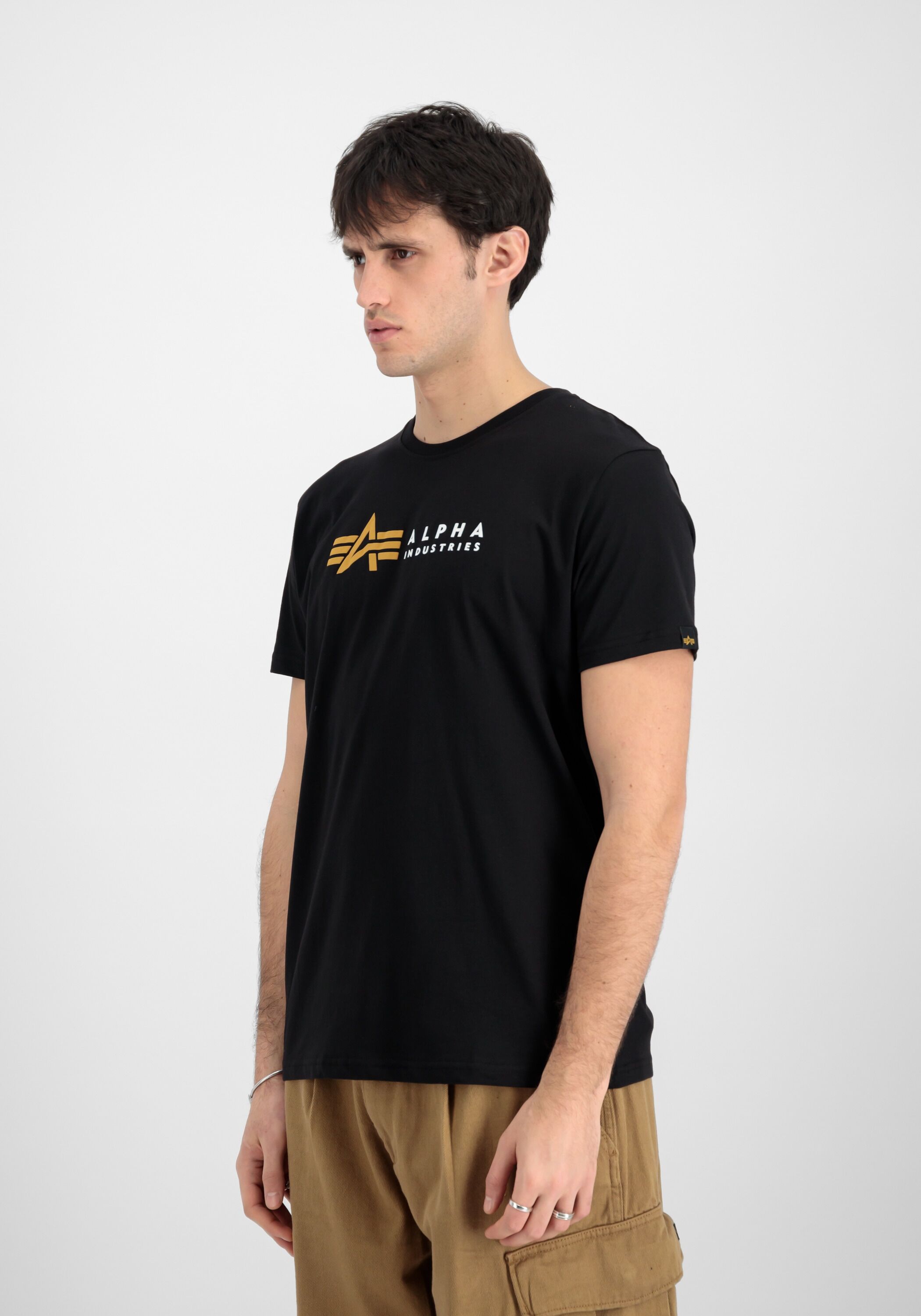 T-Shirt ALPHA INDUSTRIES "Alpha Label T-Shirt PP", Herren, Gr. XL, schwarz, Obermaterial: 100% Baumwolle, Shirts T-Shirt schwarz XL