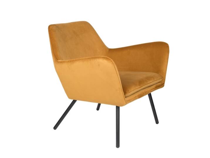 Fauteuil en velours jaune doré alabama