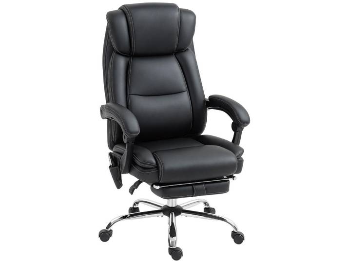 Homcom Bürostuhl Polyurethan Schwarz, Kunststoff, Füllung: Schaumstoff,Schaumstoff, Rollen, 67x119x72 cm, Büromöbel, Bürostühle, Chefsessel