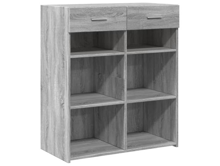 LASWWQMRF Sideboard Grau Sonoma 80x42,5x93 cm Kommode Holzwerkstoff Kompakter Beistellschrank mit 2 geräumigen Schubladen für Ihr Wohnzimmer oder Schlafzimmer.