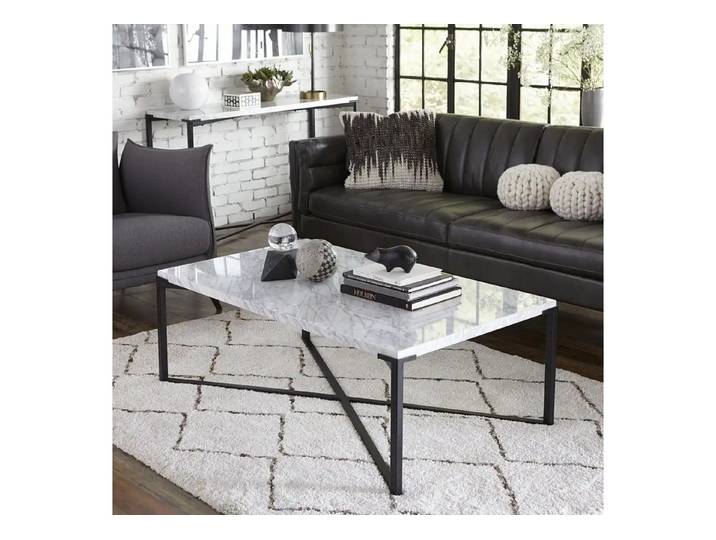 mukuhi Couchtisch COUCHTISCH Saxon 122 cm Carrara-Marmor Metall