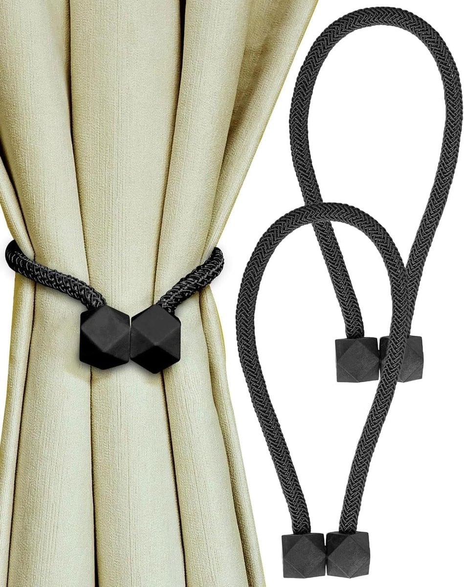 SnelShoppen Magnetische Gordijnhouders - 2 stuks - Zwart