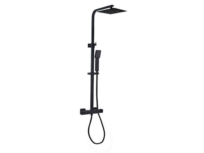 Duschset Levu Duschsystem Duscharmatur mat Schwarz Regendusche komplettset Duschsäule Thermostat