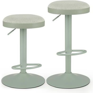 Costway Set of 2 Kitchen Bar Stools with Height Adjustment Padded Seat and D-Shaped Footrest-Green