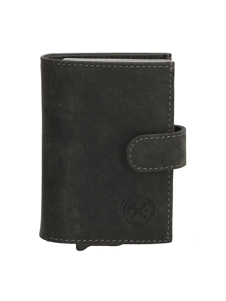 HIDE & STITCHES Leder-Geldbörse in Schwarz - (B)8 x (H)10 x (T)2 cm - onesize