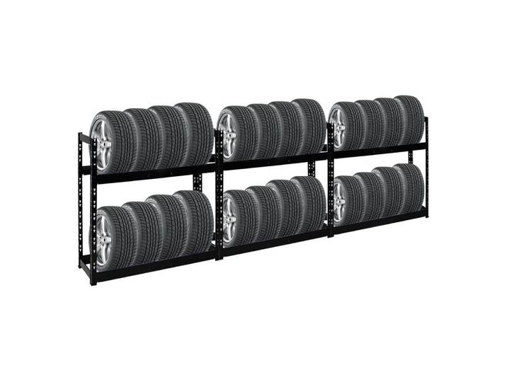 PROREGAL® Schwerlastregal MegaDeal Reifenregal Räderregal TIGER 100x110x35cm 8 Reifen 2 Ebenen, 3-tlg., Für Winterreifen Sommerreifen Allwetterreifen 150kg Fachlast