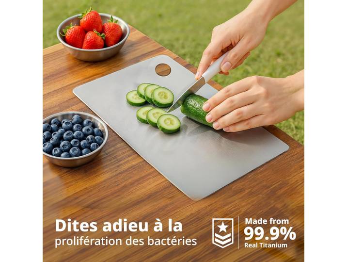 Planche à découper en titane Keith pour cuisine et camping, non toxique et antibactérienne, facile à nettoyer, double face, légère, essentielle pour les voyages