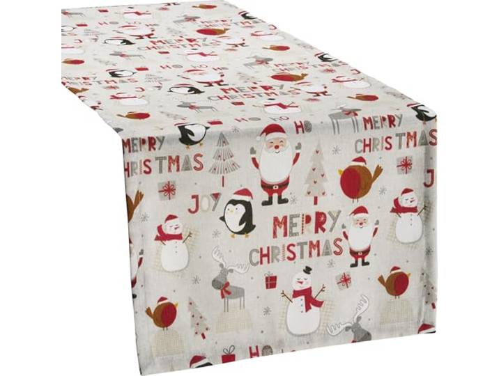 Erwin Müller Tischläufer Merry Christmas grau-rot Größe 50x150 cm