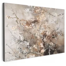 LEINWANDBILD Mandelblüte - Kunst - Van Gogh - Beige - Abstrakt Groß 140x90 cm