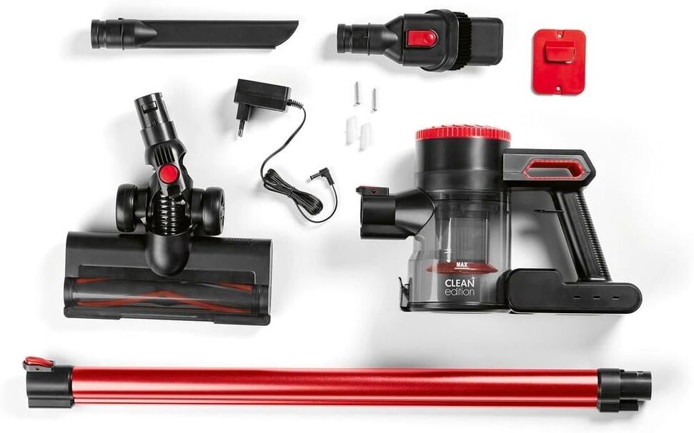 CLEANMAXX Akku-Hand-und Stielstaubsauger "mit 2-fach-Filter", rot, Akkusauger, Akku-Hand-und Stielstaubsauger rot Einheitsgröße