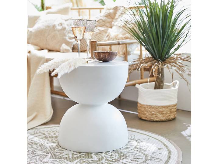Table d'appoint / tabouret rond Ø 40cm Blanc/Blanc