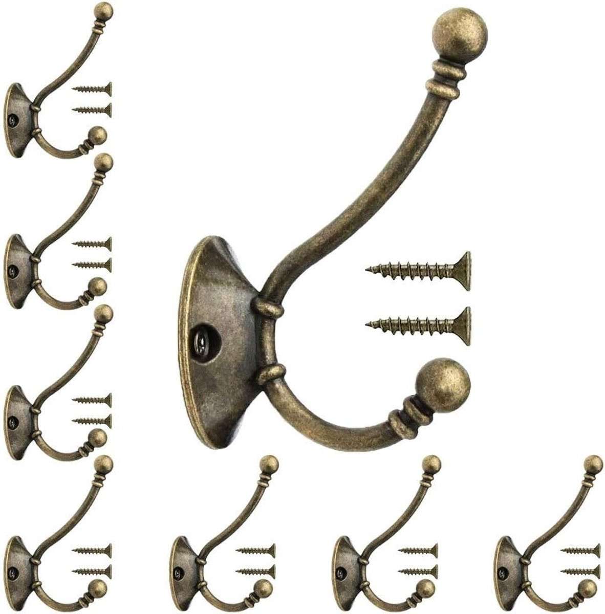 Set van 8 vintage kledinghaken voor de garderobe