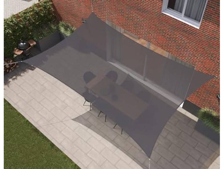 Kopu® Schaduwdoek Rechthoek 280 gram Waterdoorlatend 3x4 m - Grijs