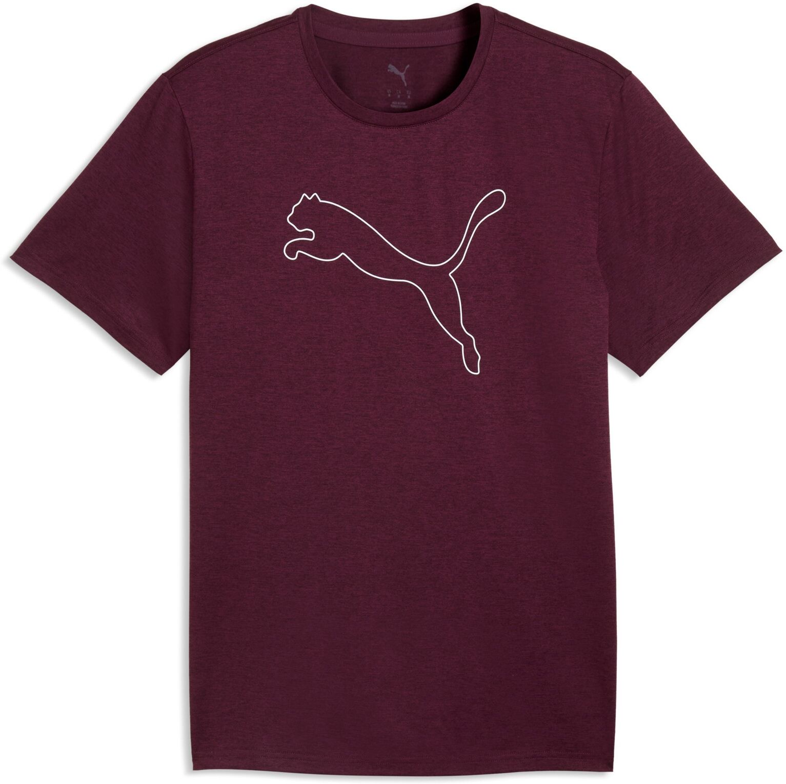 Trainingsshirt PUMA "M TAD ESSENTIAL HEATHER CAT TEE (CF LARGE CAT)", Herren, Gr. XXL, lila (ruby noir heather), Jersey, Obermaterial: 100% Polyester, regular fit normal, Rundhals, Shirts Trainingsshirt, mit Rundhalsausschnitt, mit Kurzarm, für sportliche