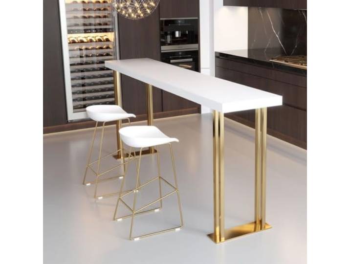 Bar‑Tisch, Moderner Stehtisch Mit Massivholz‑Tischplatte & Metallbeinen Hohe Standfestigkeit in Thekenhöhe, ideal für Küchennische, Hausbar, Fensterbereich und Wohnzimmer(B,100*40*105CM)