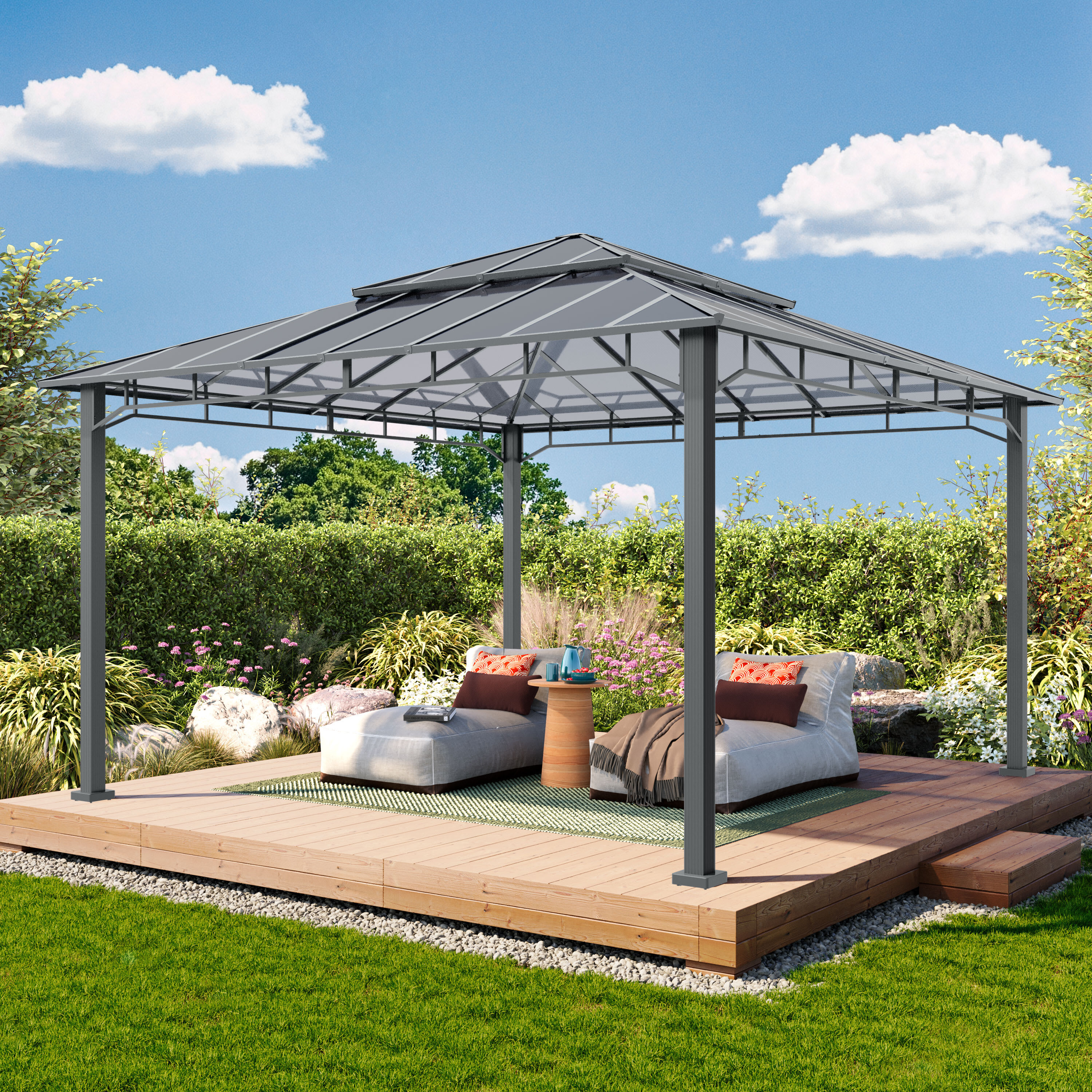 TOOLPORT 4x4m Hardtop Gartenpavillon, ohne Seitenteile - (300684)