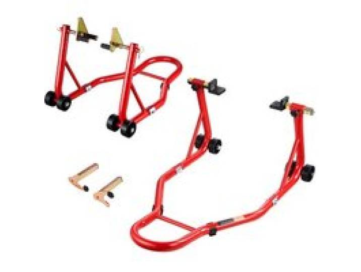 VEVOR Béquille Roue Avant et Arrière, Lève Moto Charge 385,6 kg, avec Fourche Avant Double, Fourche Arrière U+L, Bras Oscillant, Compatible avec la Plupart des Motos Yamaha, Honda, Kawasaki, Suzuki