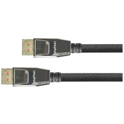 Python Anschlusskabel DisplayPort 1.4, 8K / UHD-2 @60Hz, Vollmetallstecker, vergoldete Kontakte, OFC, Nylon (2 m), Videokabel, Schwarz