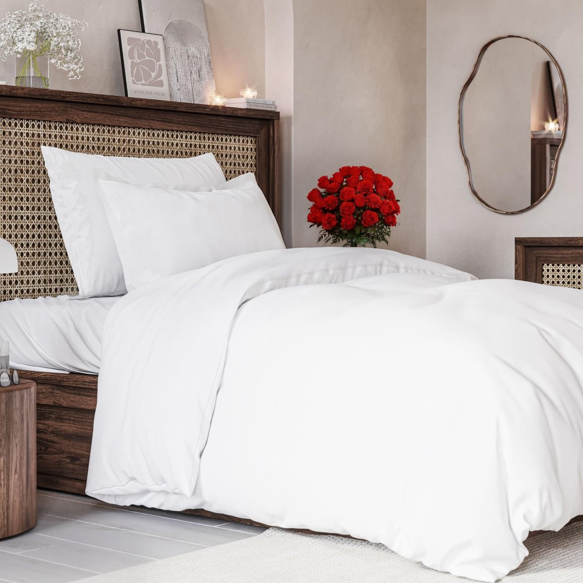 Omgoods 3-delige microvezel dekbedovertrekset wit, 135x200 cm