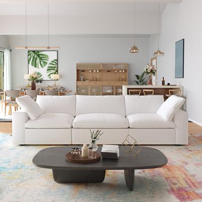 Magic Home Modern Velvet Sectional Sofa Down Filled Overstuffed Upholstered Couches for Living Room