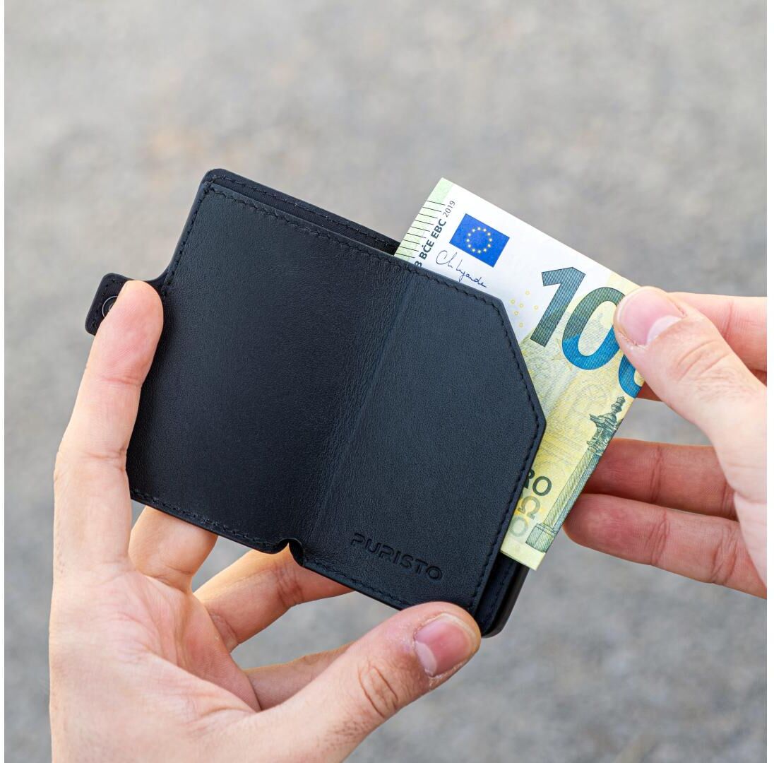 Geldbörse "KLIK Slim XS", Herren, schwarz (schwarz matt), Kleinlederwaren Geldbörse schwarz matt Einheitsgröße