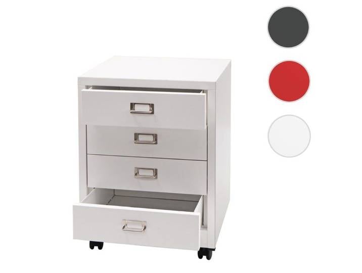 Caisson à roulettes MCW-L49 métal 55x40x41cm 4 tiroirs blanc