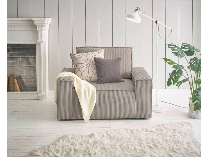 Sessel GOODPRODUCT SHERWOOD Cord Love-Seat , beige (greige), B:120cm H:85cm T:86cm, 100% Polyester, Sessel, Sessel, passend zur Polster-Serie SHERWOOD