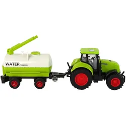 Lean Toys Tractor With Big Wheel Trailer Green Farm