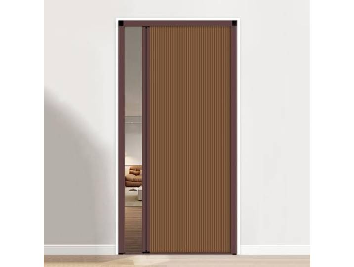 Innentür ohne Bohren,Einziehbare Falttür Mit Aluminiumrahmen Und Zellgewebe Einziehbar Tür für Dusche Schrank Küche Scheunen - Braun(W×H:90×190cm)
