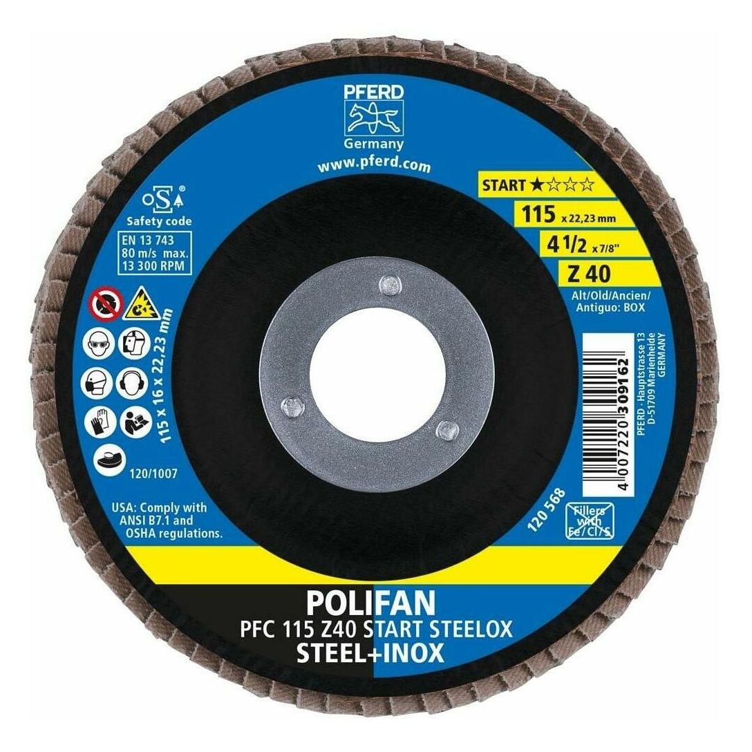 Pferd Fächerschleifscheibe POLIFAN 115 mm Zirkonkorund Z Korngrösse 40 Box (40) (69300936)