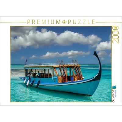 CALVENDO Puzzle Traditionelles Dhoni-Boot auf türkisblauem Meer der Malediven | 2000 Teile Lege-Größe 90 × 67 cm Foto-Puzzle für glückliche Stunden